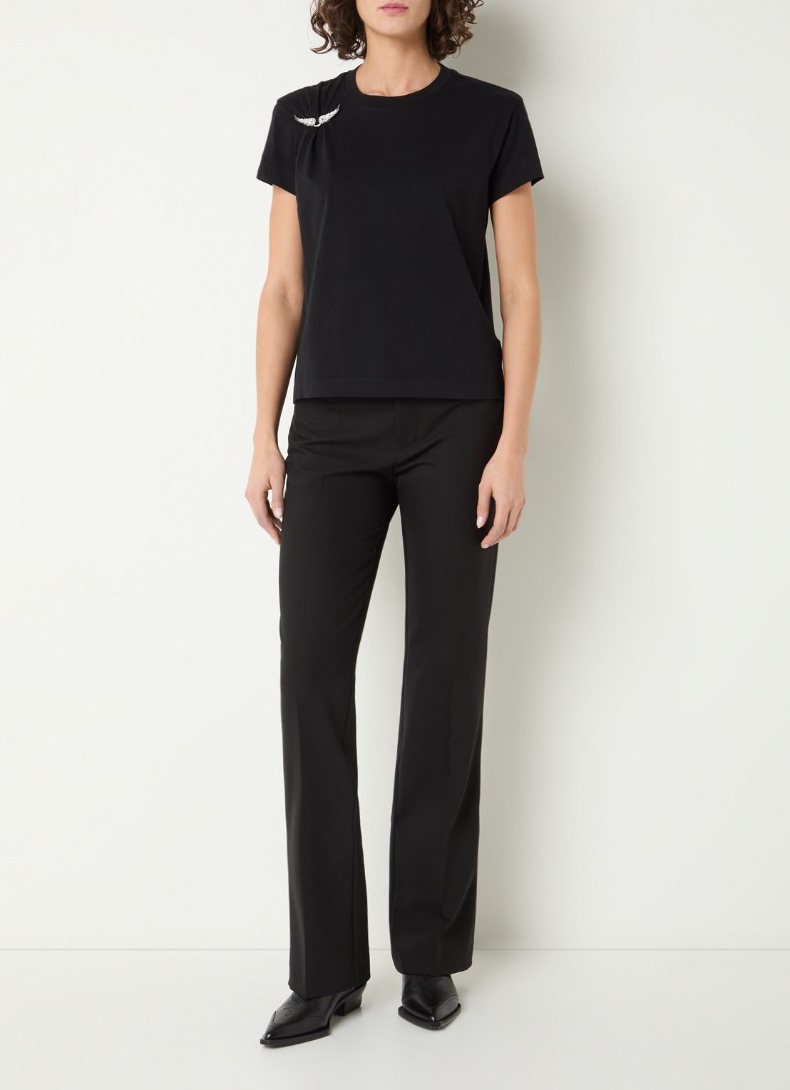 Zadig&Voltaire Suzan T-shirt met afneembare broche - voorkant 2 zwart