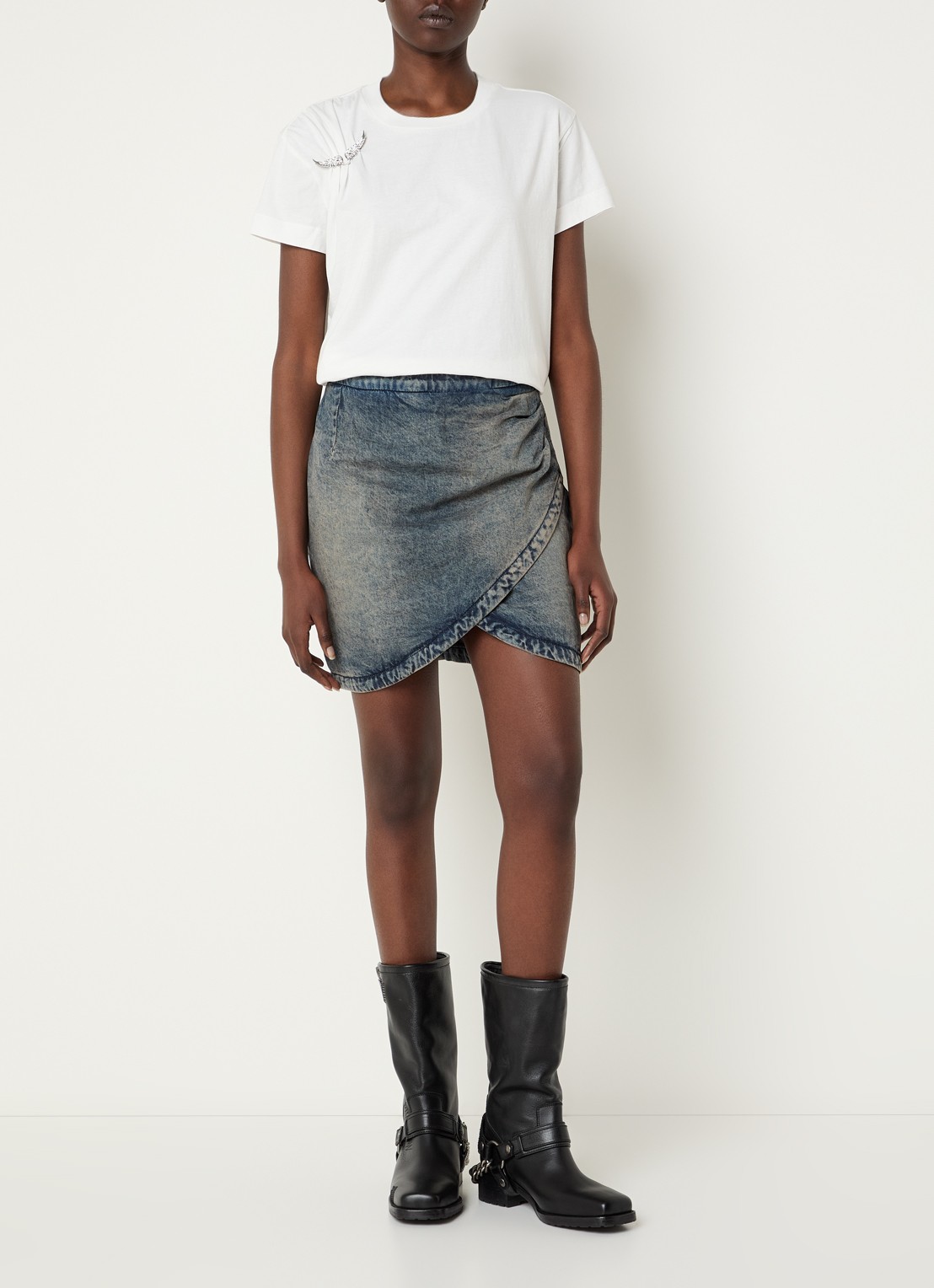 Zadig&Voltaire Suzan T-shirt met afneembare broche - voorkant 4 wit