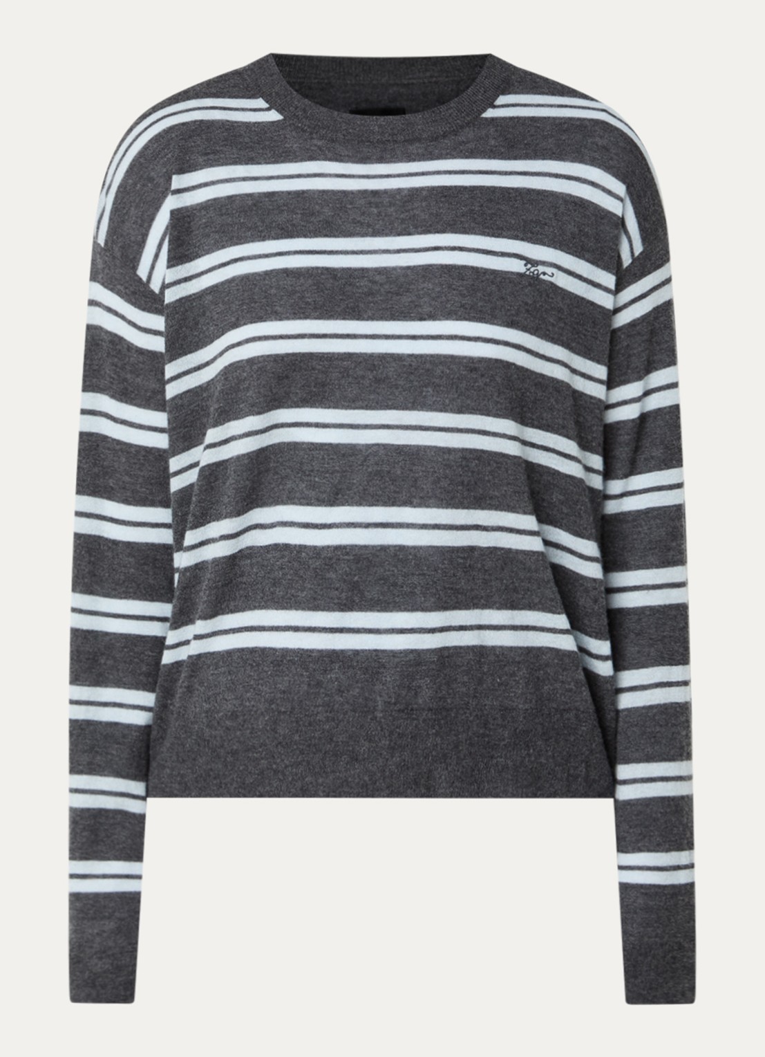 Zadig&Voltaire Swapy fijngebreide trui van kasjmier met streepprint - voorkant antraciet