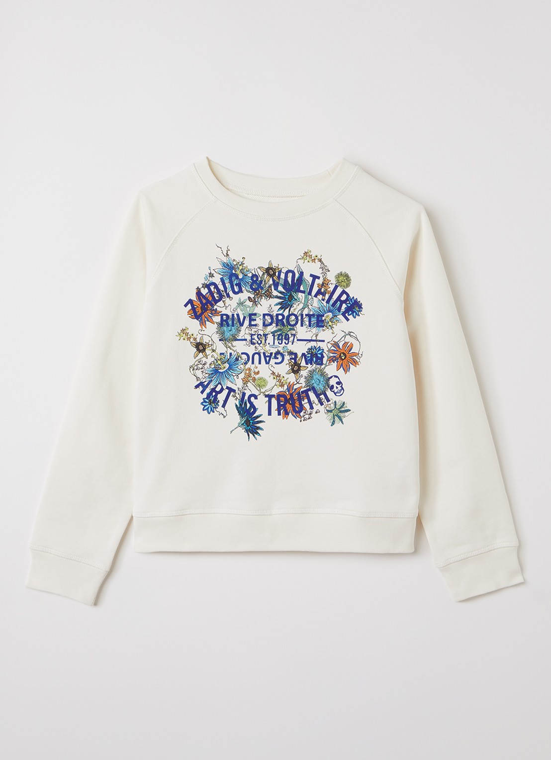 Zadig&Voltaire Sweater met logoprint - voorkant gebroken wit