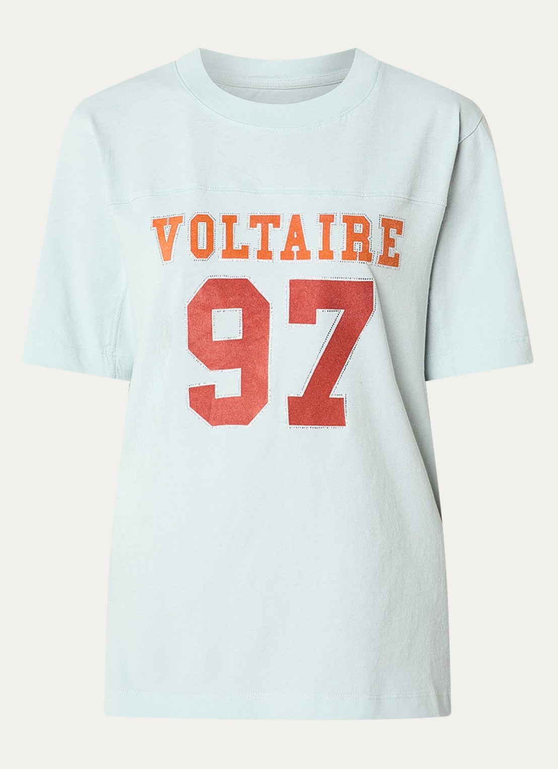 Zadig&Voltaire T-shirt met logoprint en strass - voorkant 3 lichtblauw