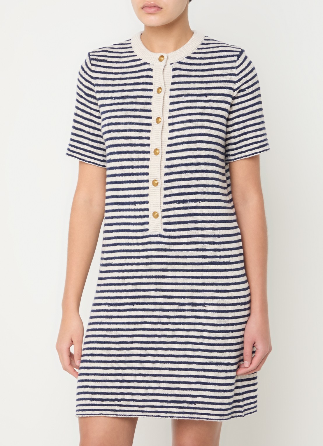 Zadig&Voltaire Tahoe fijngebreide mini jurk met lurex - detail donkerblauw