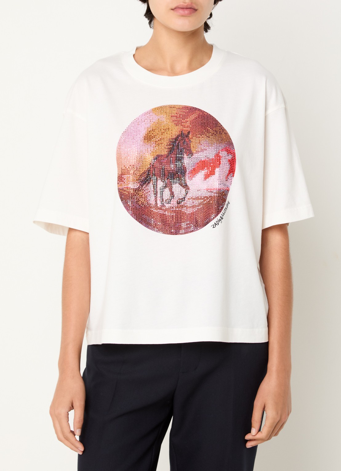 Zadig&Voltaire Taida T-shirt met strass - detail gebroken wit