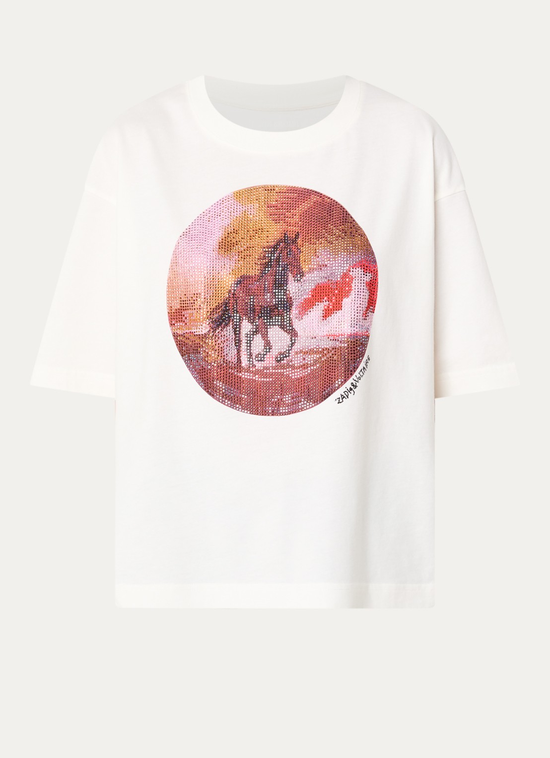 Zadig&Voltaire Taida T-shirt met strass - voorkant 3 gebroken wit