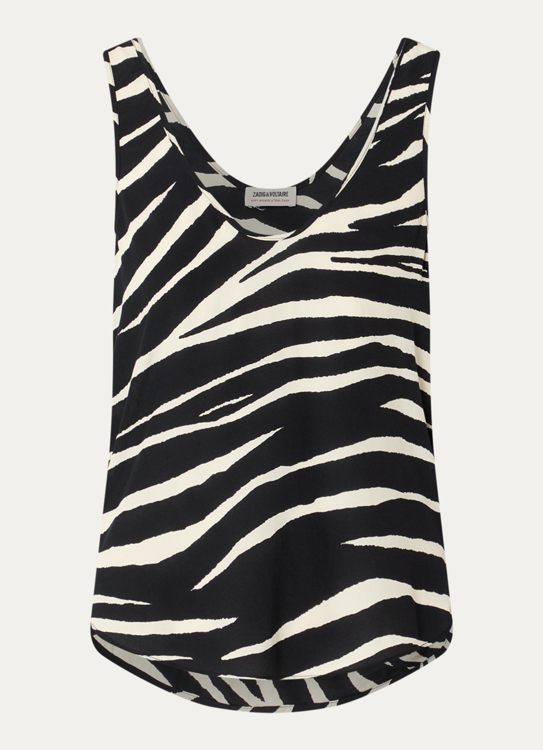 Zadig&Voltaire Tarys mouwloze top met zebraprint - voorkant 2 zwart