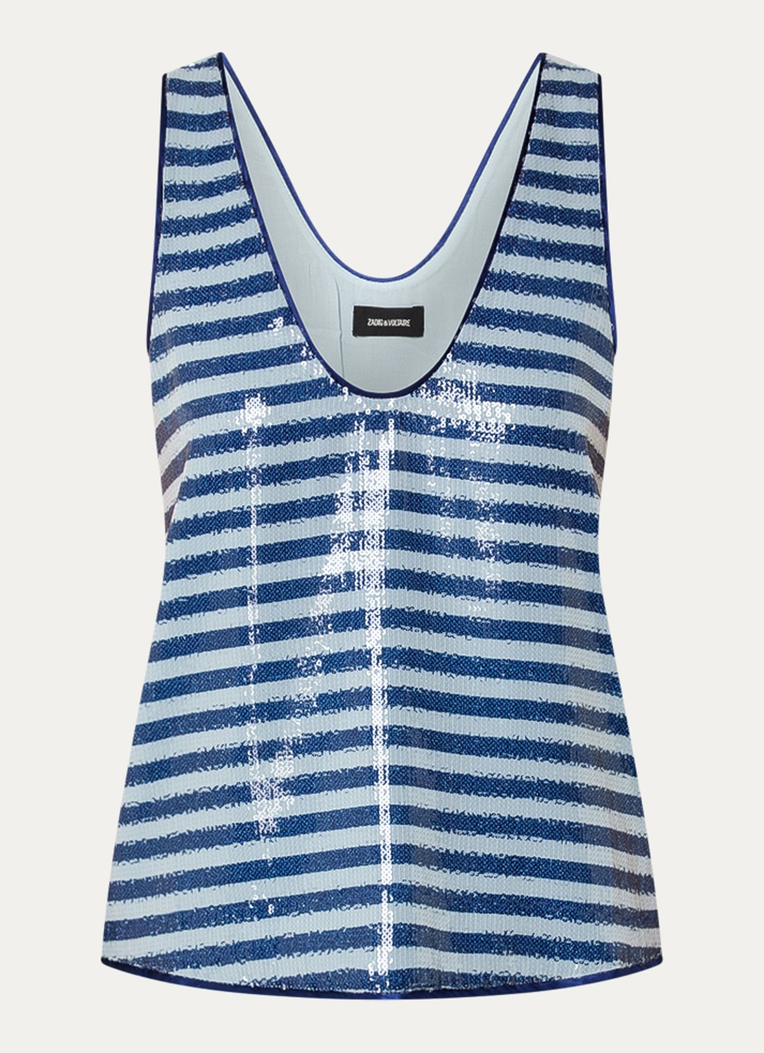 Zadig&Voltaire Tarys tanktop met pailletten - voorkant 3 donkerblauw