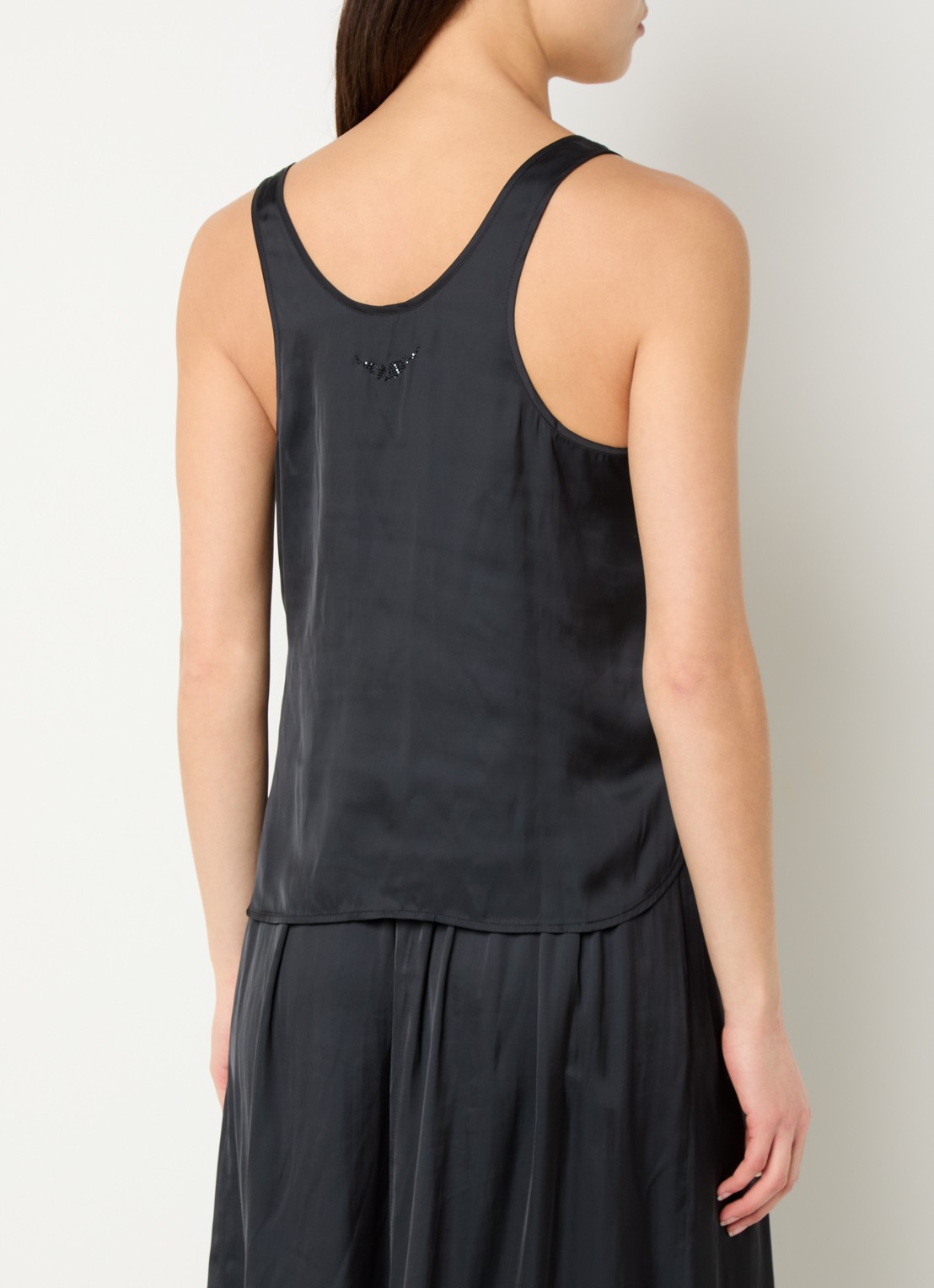 Zadig&Voltaire Tarys tanktop van satijn met strass - achterkant 4 zwart