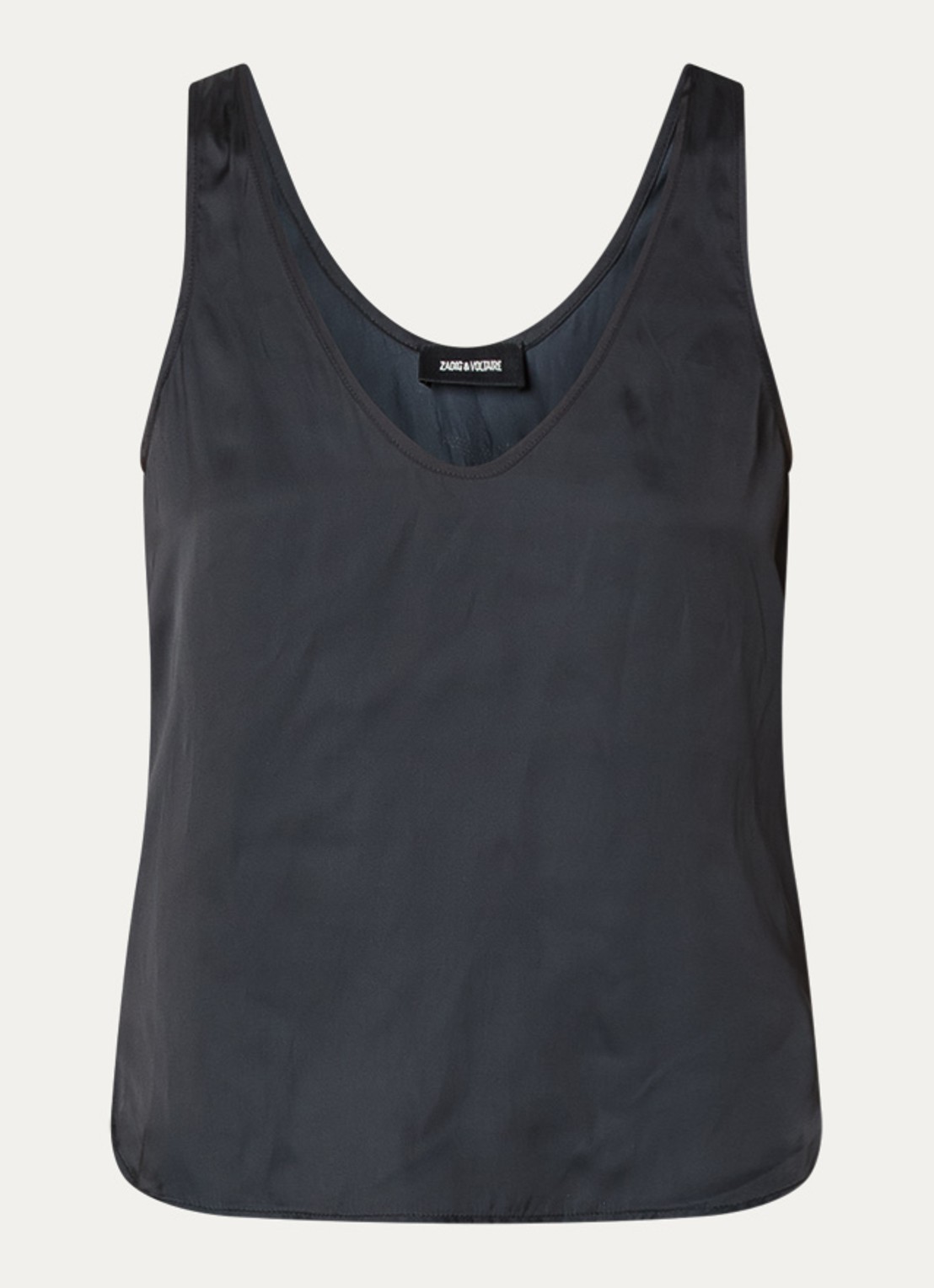 Zadig&Voltaire Tarys tanktop van satijn met strass - voorkant 2 zwart