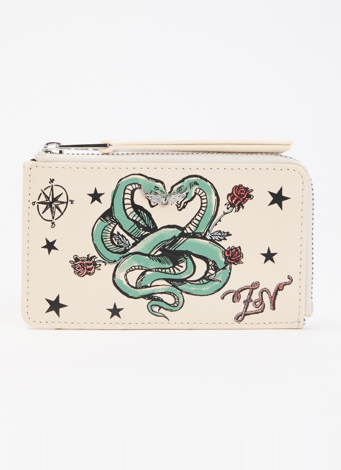 Zadig&Voltaire Tattoo portemonnee van lakleer met print - voorkant 2 ivoor
