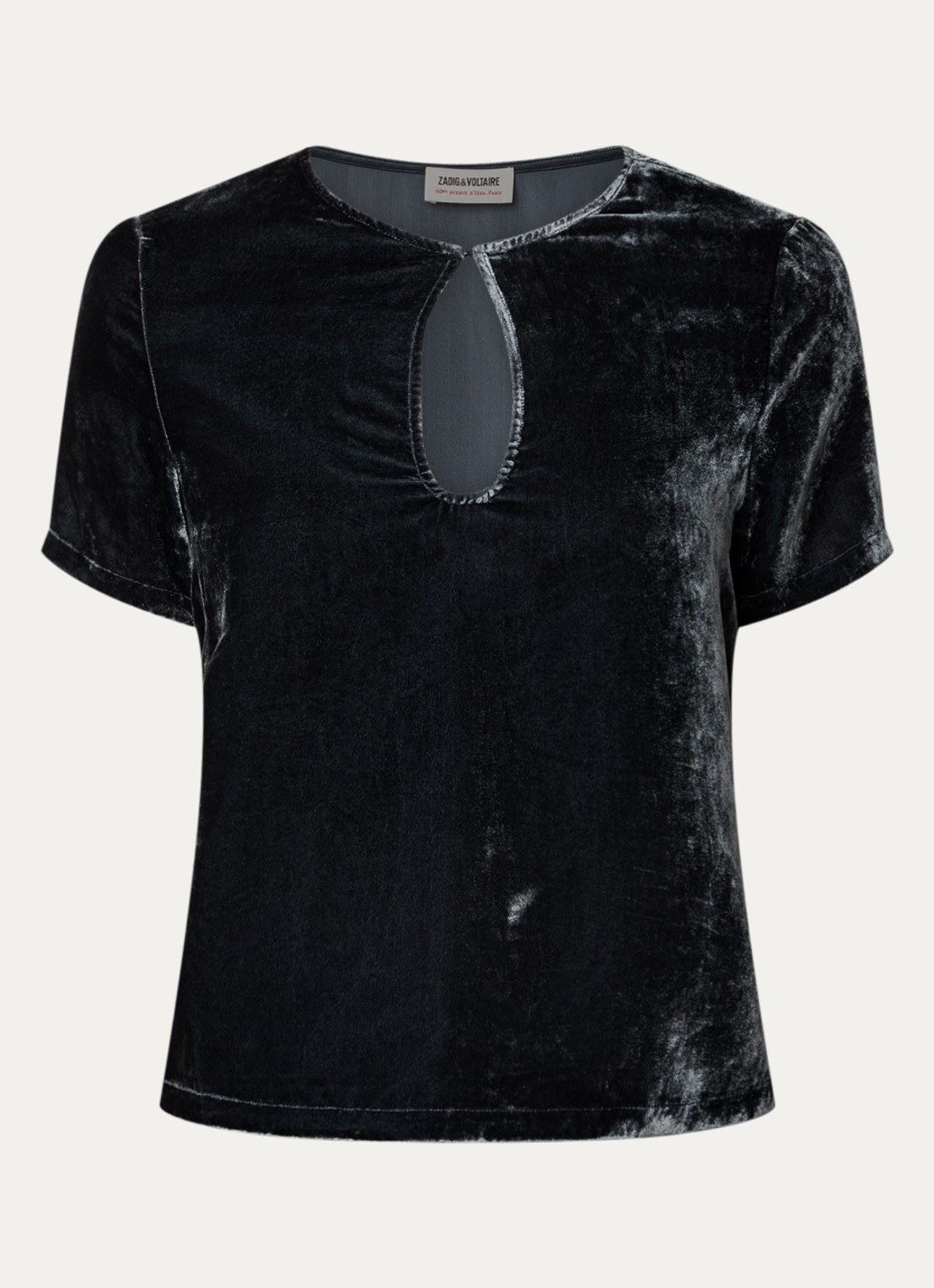 Zadig&Voltaire Tchai top van fluweel met keyhole - voorkant 3 antraciet
