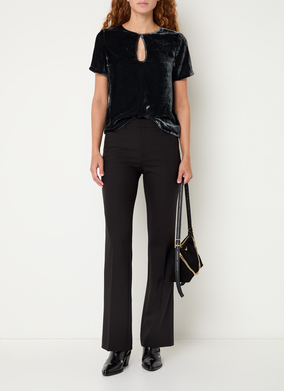 Zadig&Voltaire Tchai top van fluweel met keyhole - voorkant 4 antraciet