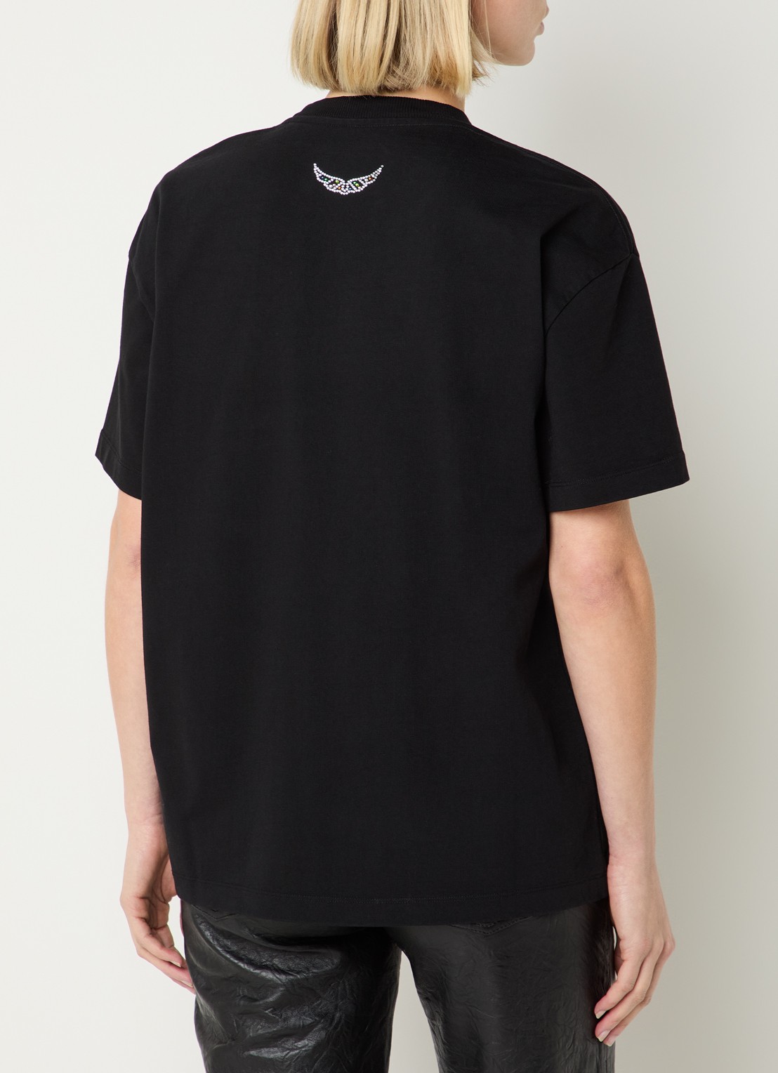 Zadig&Voltaire Tedda T-shirt met logo en strass - achterkant zwart