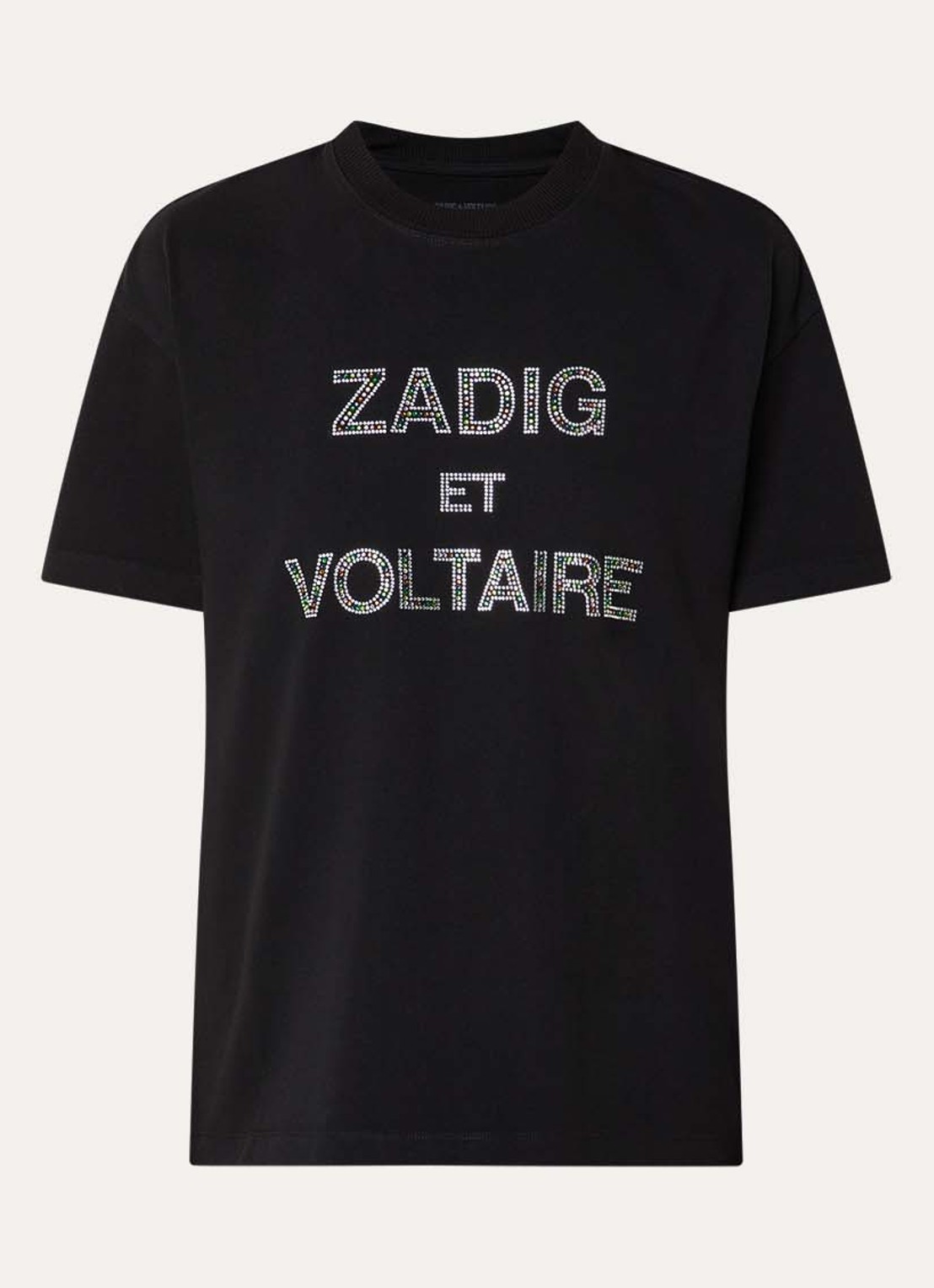 Zadig&Voltaire Tedda T-shirt met logo en strass - voorkant 2 zwart