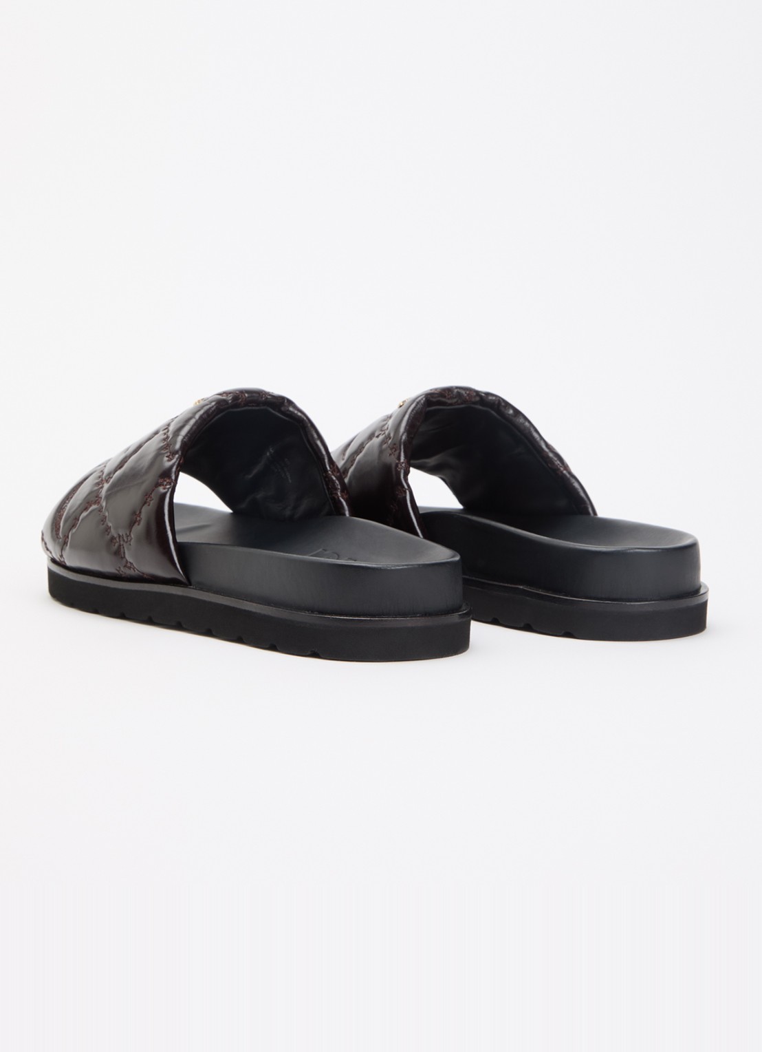 Zadig&Voltaire Teddy Bare Vintage slipper van leer met logoprint - achterkant bordeauxrood