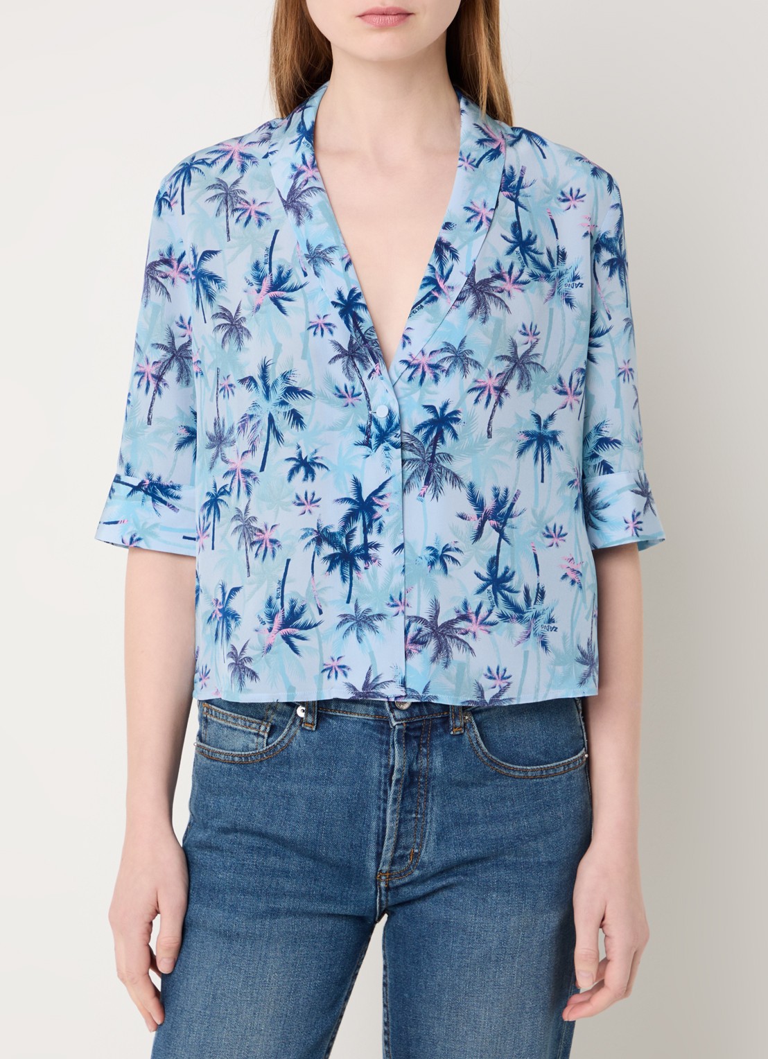 Zadig&Voltaire Telmos tuniek van zijde met print - detail 4 staalblauw