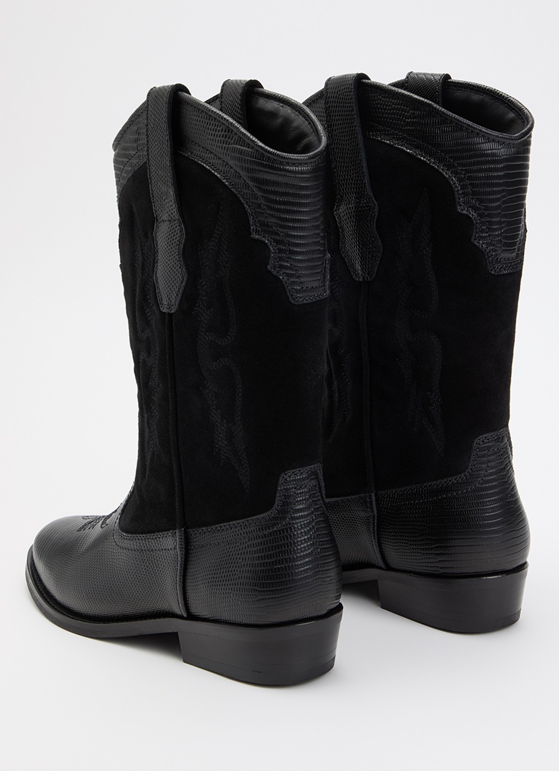 Zadig&Voltaire Tex Western Wild cowboylaars van kalfssuède met leren details - achterkant 4 zwart
