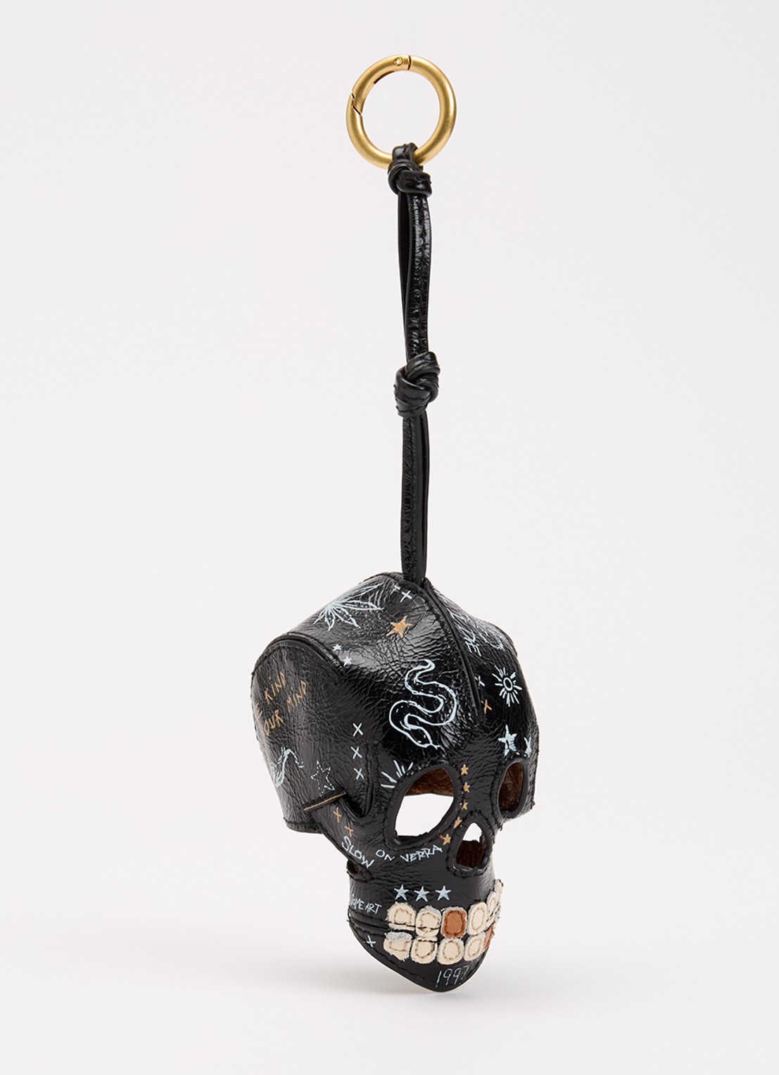 Zadig&Voltaire The Big Skull sleutelhanger van leer - voorkant zwart