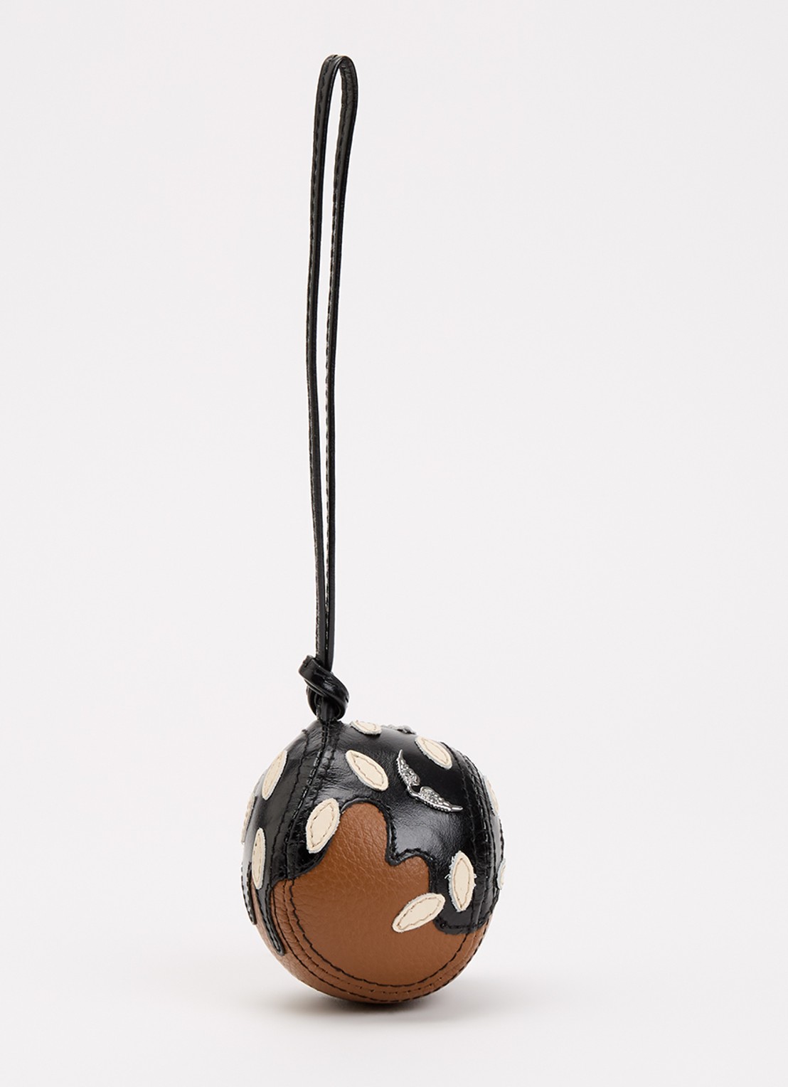Zadig&Voltaire The Chocolate Chou sleutelhanger van leer - voorkant grijs