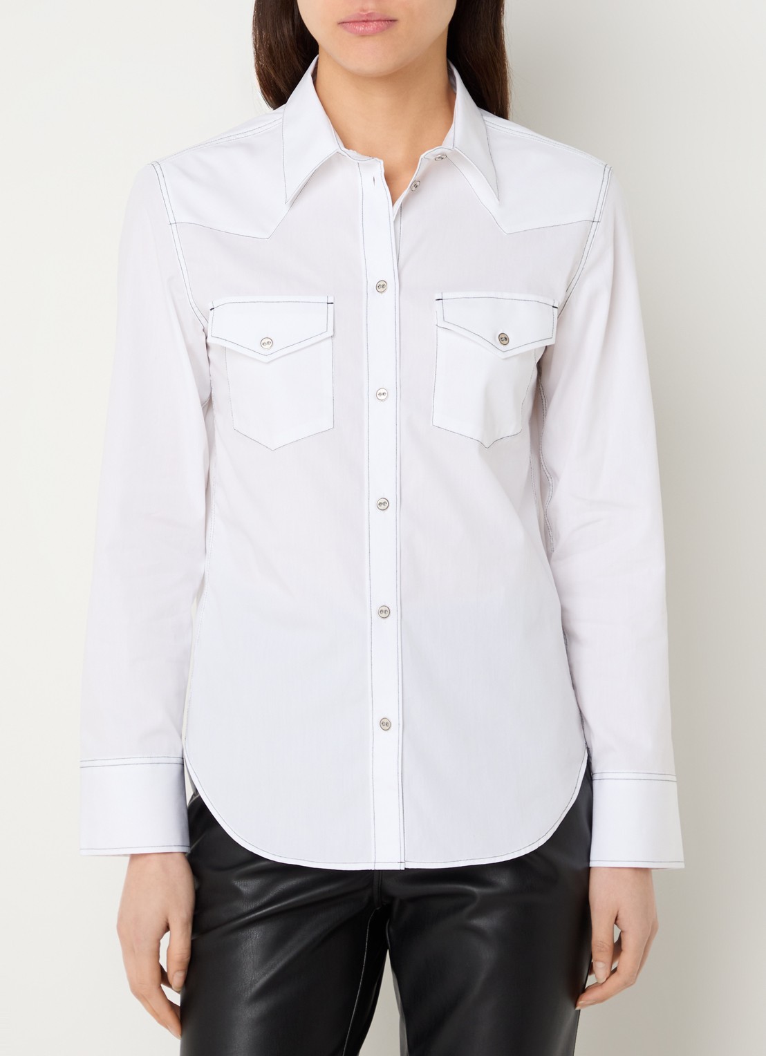 Zadig&Voltaire Thelma blouse van  katoen met borstzakken - detail wit