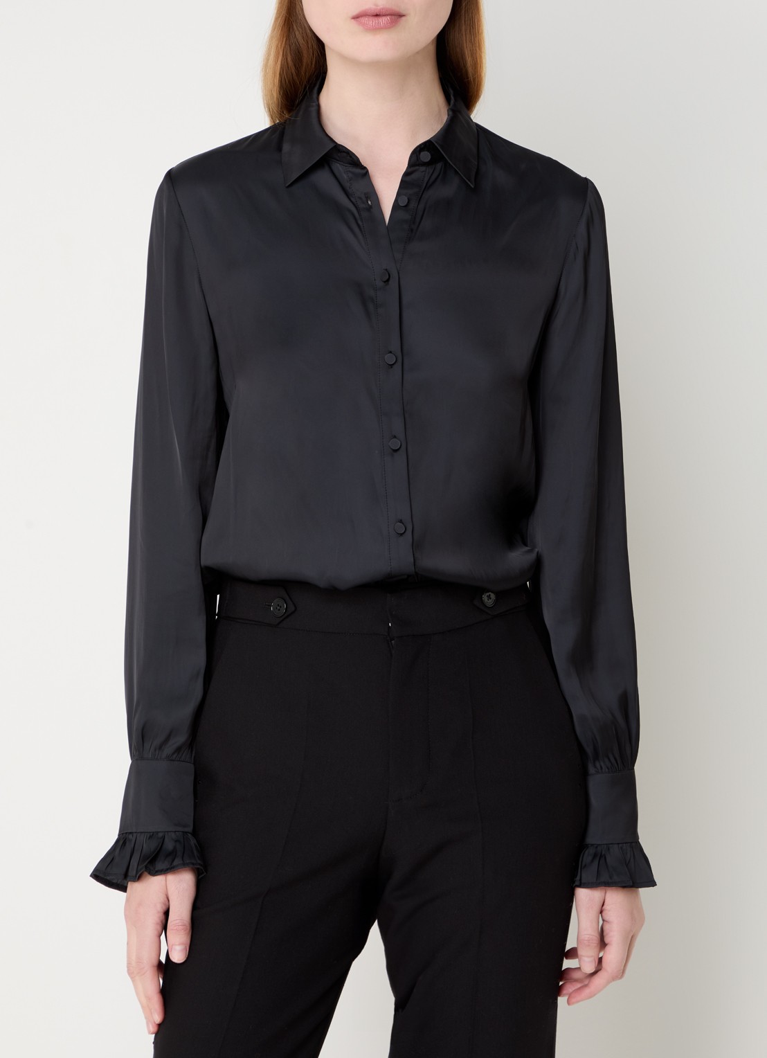 Zadig&Voltaire Thely blouse van satijn met ruches - detail 3 zwart