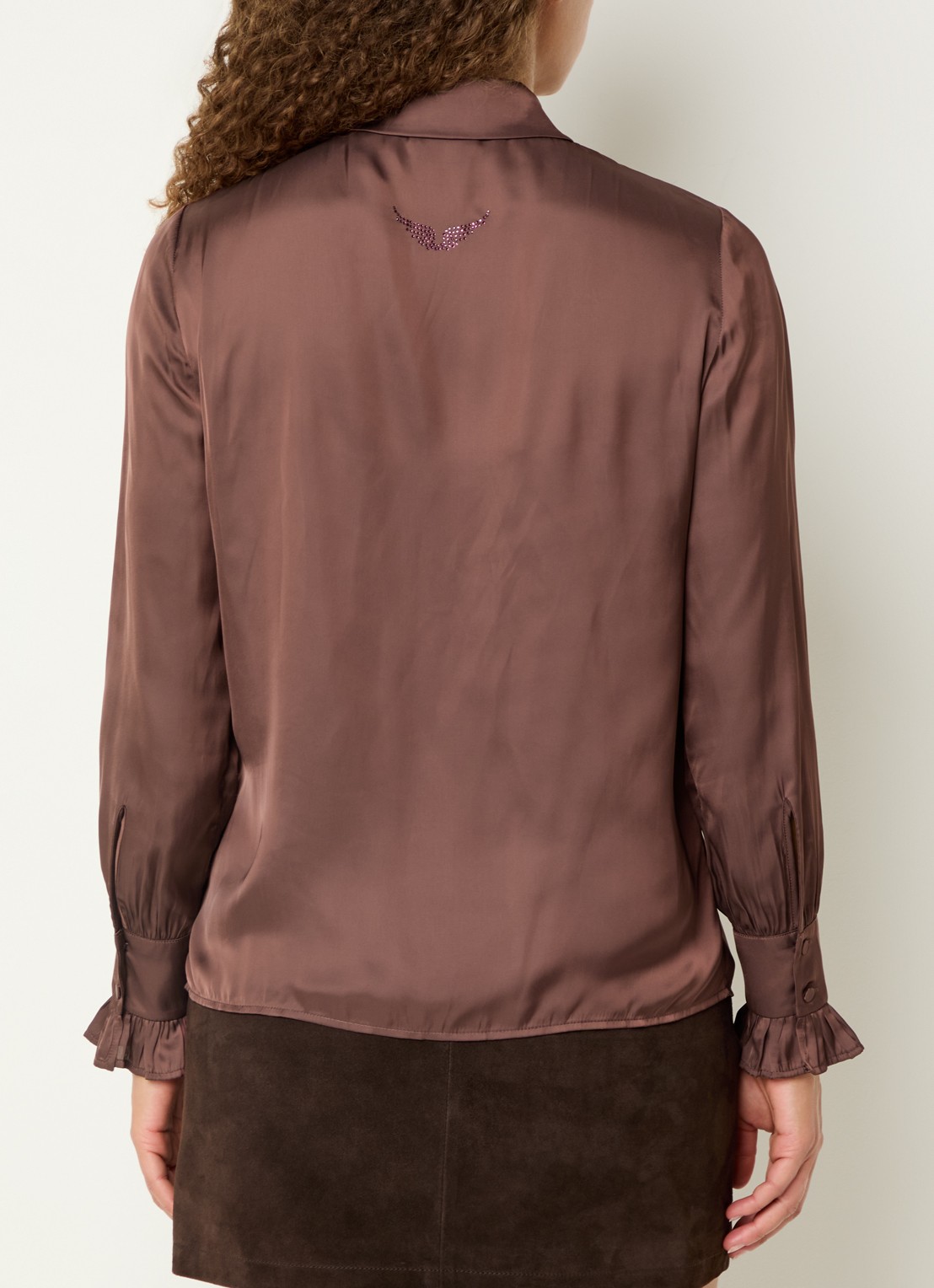 Zadig&Voltaire Thely blouse van satijn met ruches - achterkant 2 paars