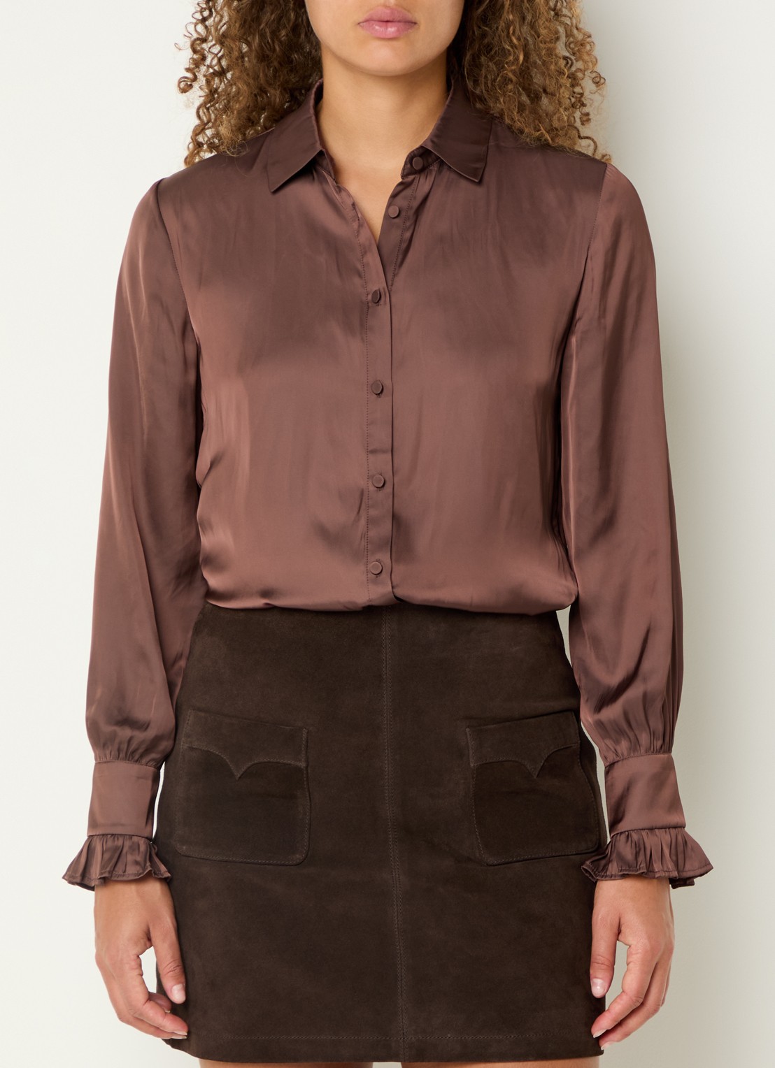 Zadig&Voltaire Thely blouse van satijn met ruches - detail paars