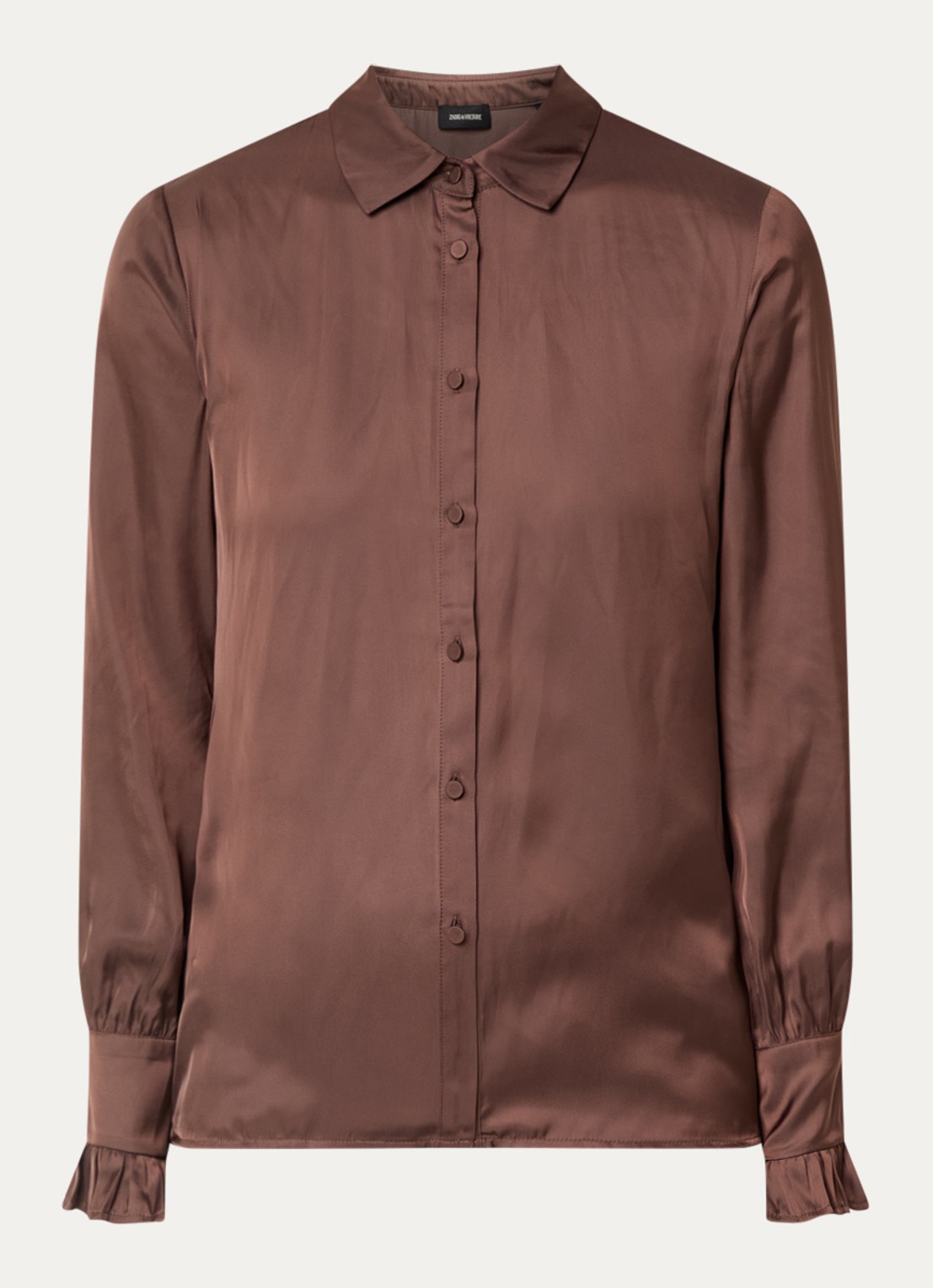 Zadig&Voltaire Thely blouse van satijn met ruches - voorkant 3 paars