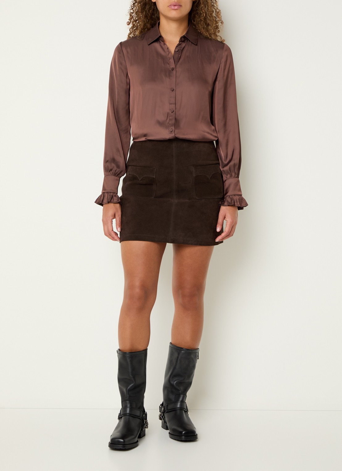 Zadig&Voltaire Thely blouse van satijn met ruches - voorkant 4 paars