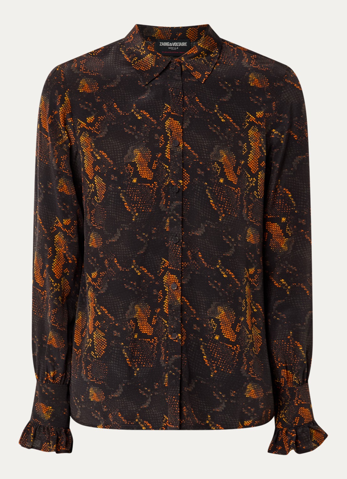 Zadig&Voltaire Thely blouse van zijde met slangenprint - voorkant 3 zwart