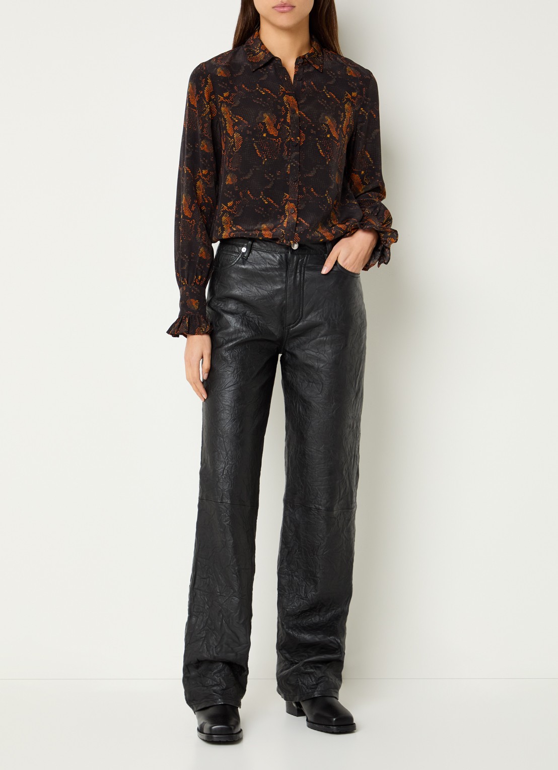Zadig&Voltaire Thely blouse van zijde met slangenprint - voorkant 4 zwart