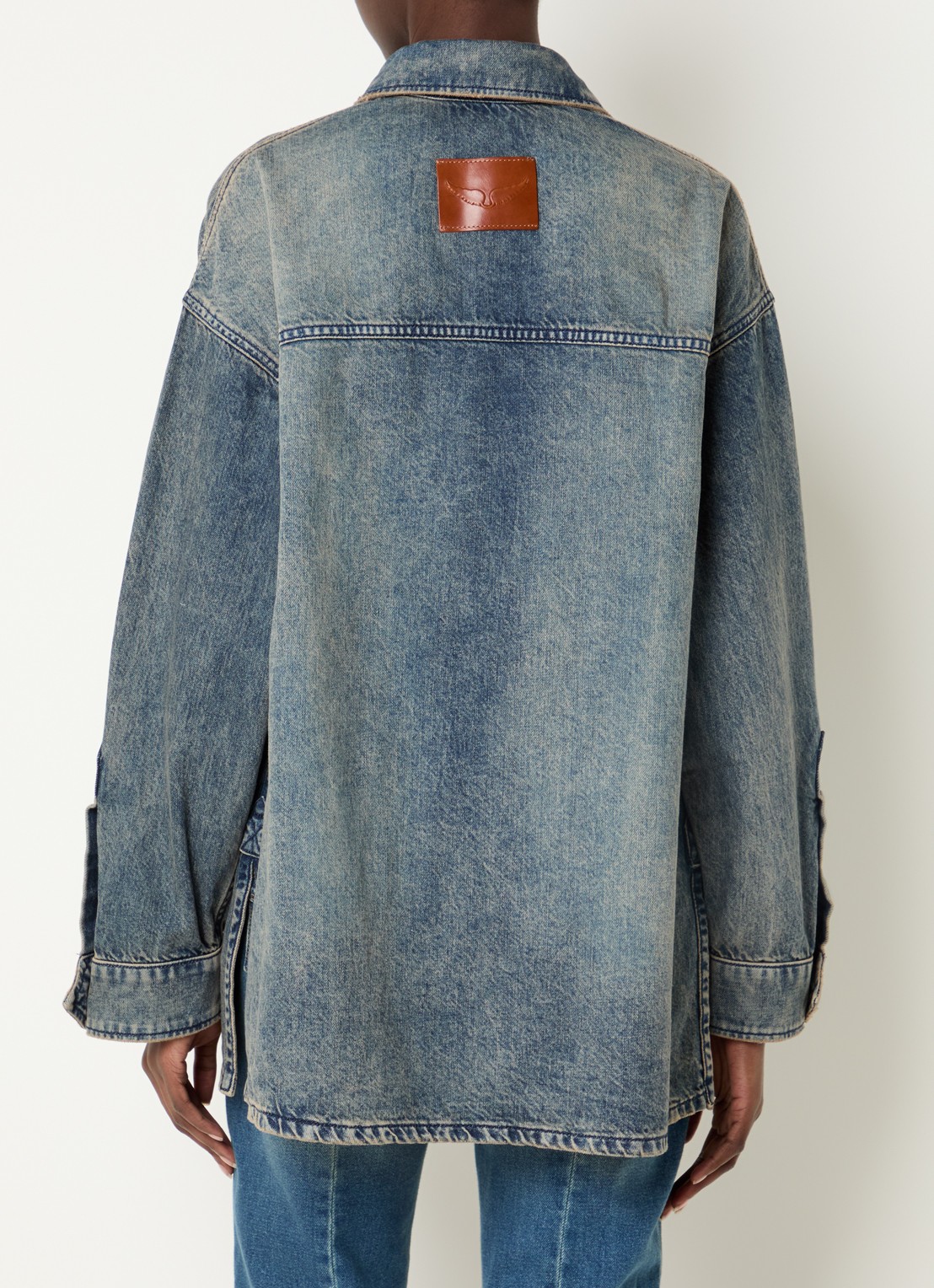 Zadig&Voltaire Timona tuniek van denim met borstzakken - achterkant indigo
