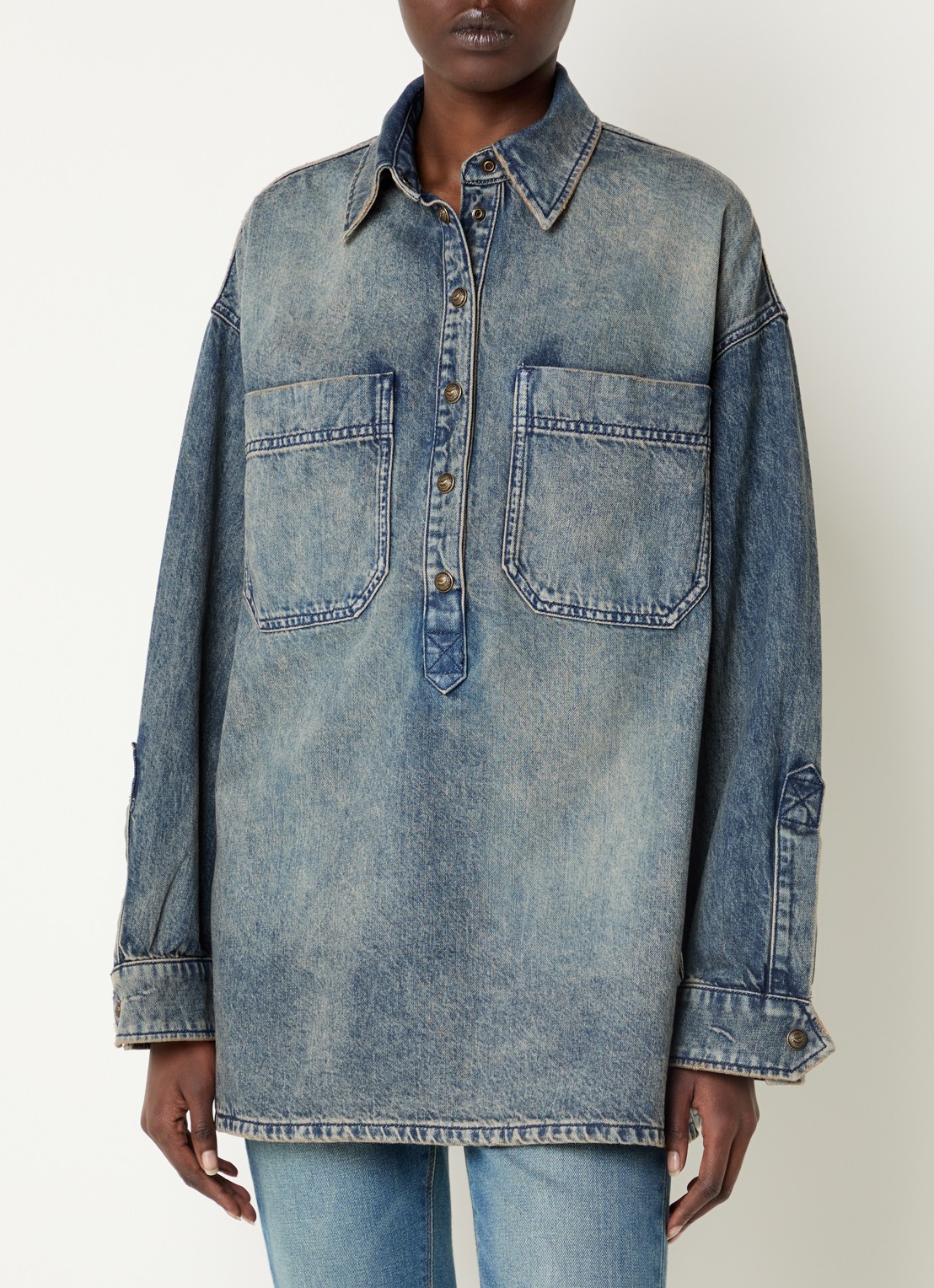 Zadig&Voltaire Timona tuniek van denim met borstzakken - detail 2 indigo