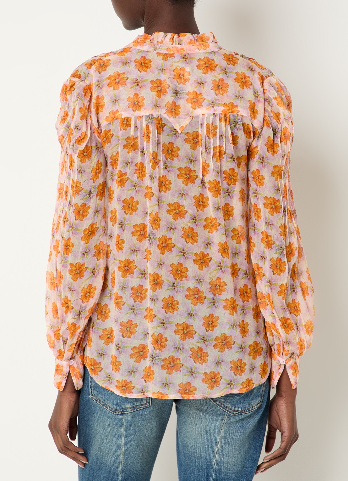 Zadig&Voltaire Timz blouse met print - achterkant 3 orange