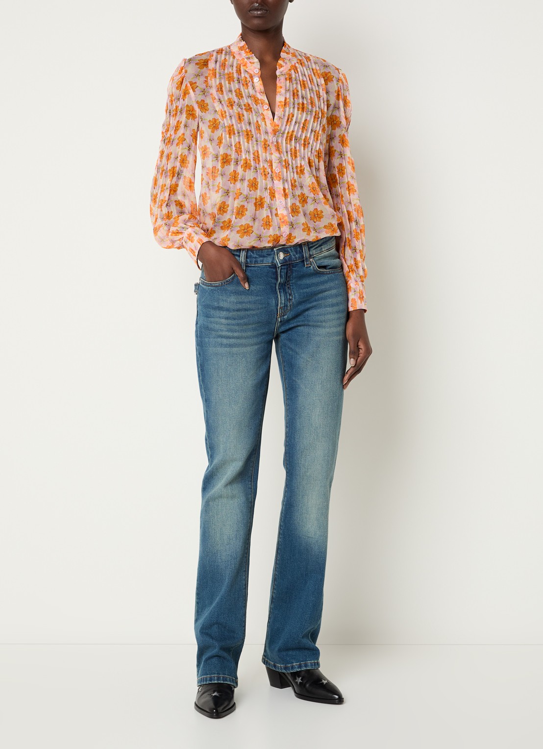 Zadig&Voltaire Timz blouse met print - voorkant 2 orange