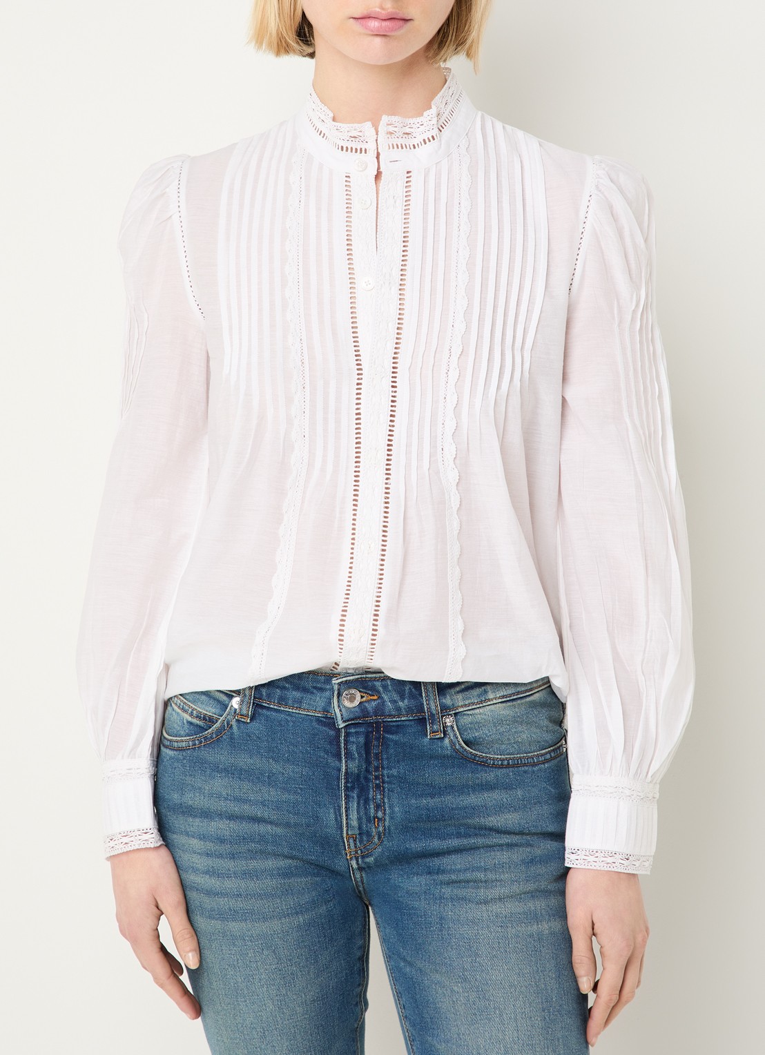Zadig&Voltaire Timz Tomboy blouse met details van kant - detail wit