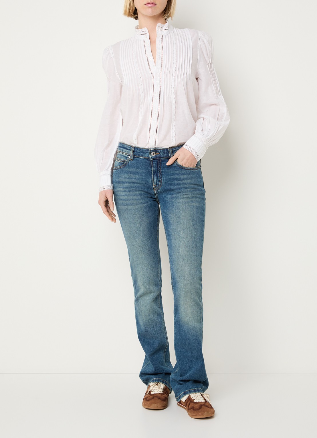 Zadig&Voltaire Timz Tomboy blouse met details van kant - voorkant 3 wit