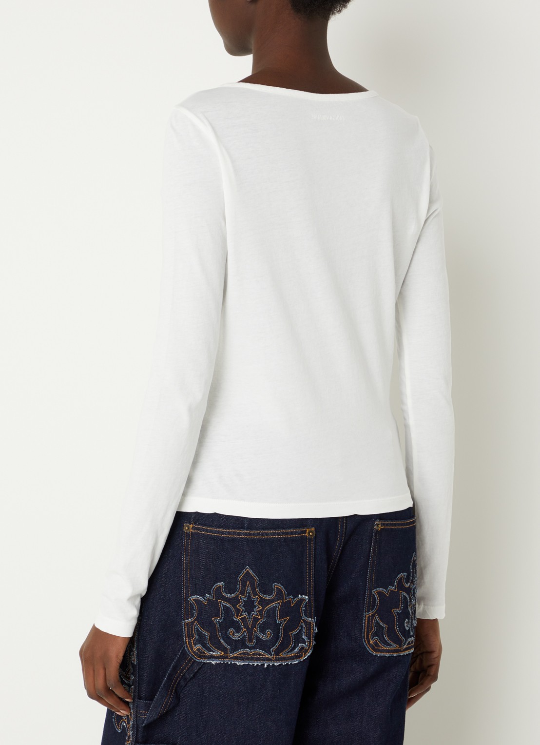 Zadig&Voltaire Tina longsleeve met cut-out detail - achterkant gebroken wit