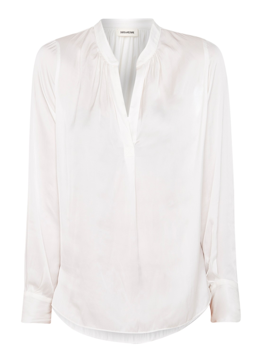 Zadig&Voltaire Tink blouse van satijn met V-hals - voorkant 3 wit