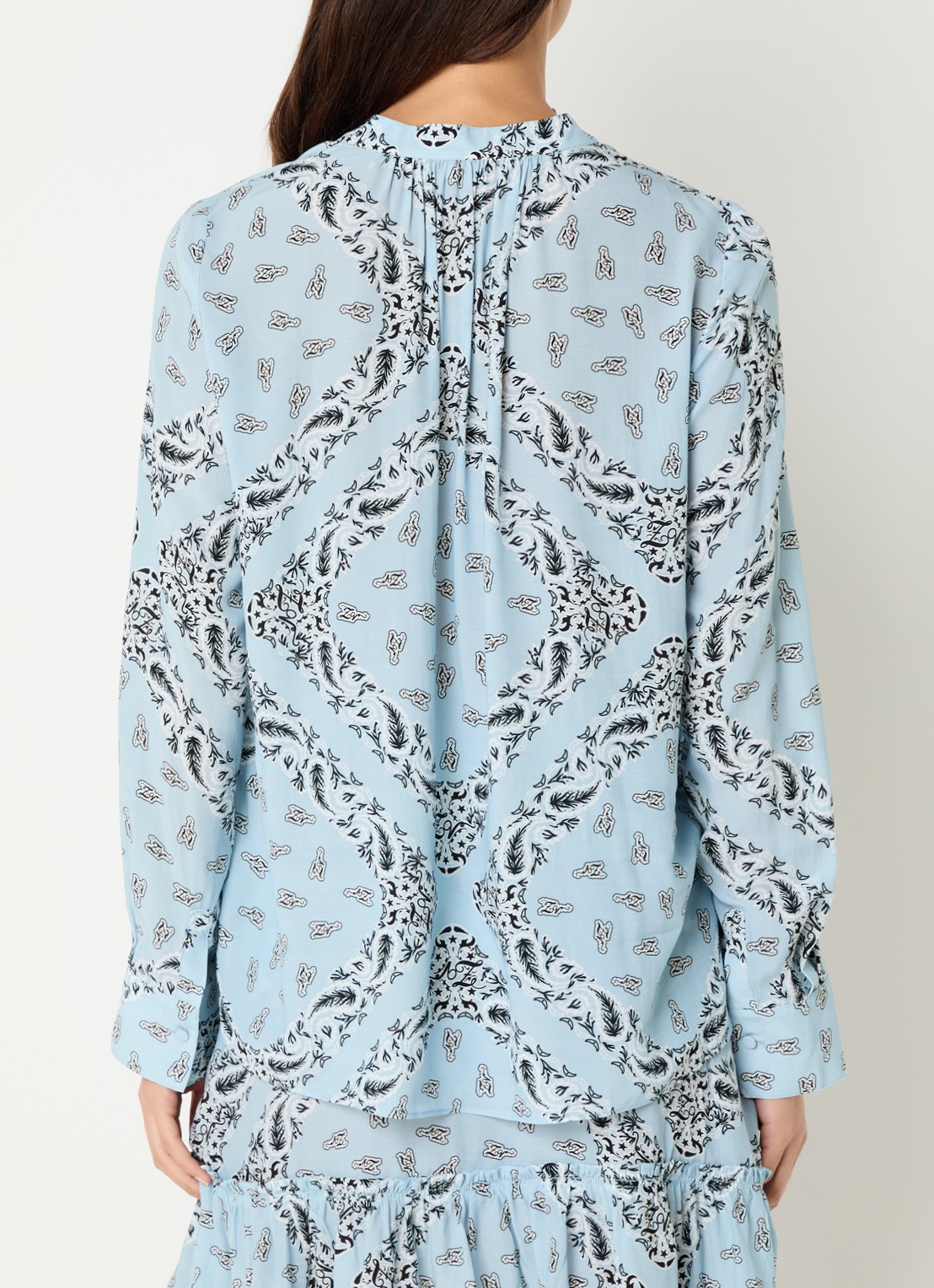 Zadig&Voltaire Tink tuniek met paisley dessin  - achterkant lichtblauw