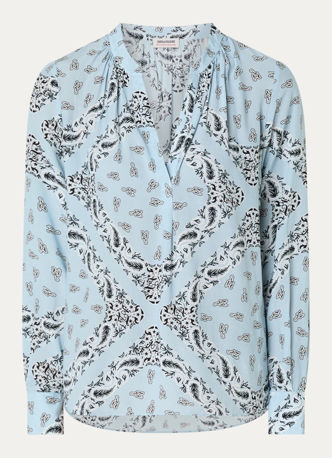 Zadig&Voltaire Tink tuniek met paisley dessin  - voorkant 3 lichtblauw
