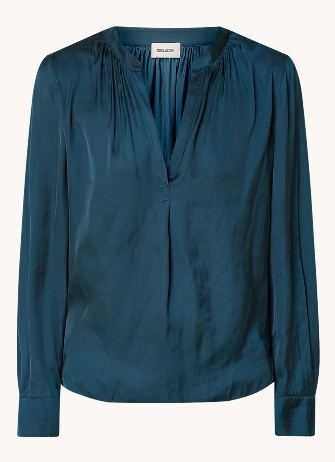 Zadig&Voltaire Tink tuniek van satijn met plooidetail - voorkant 2 petrol