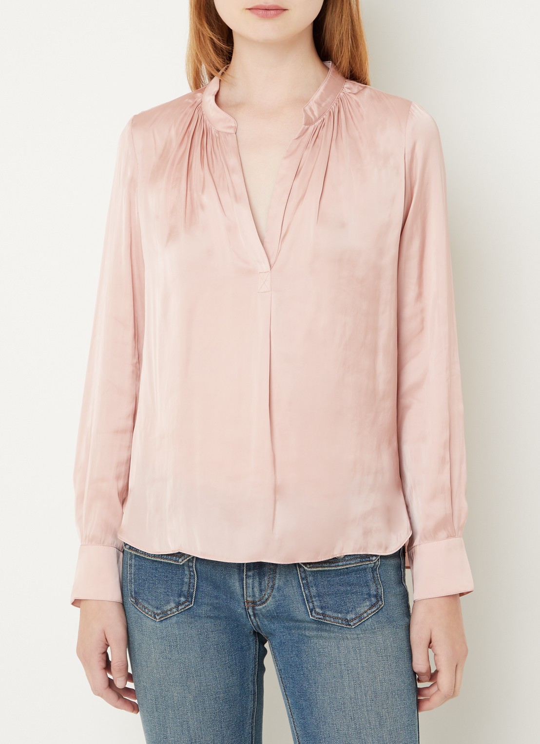 Zadig&Voltaire Tink tuniek van satijn met plooidetail - detail 4 zalmroze
