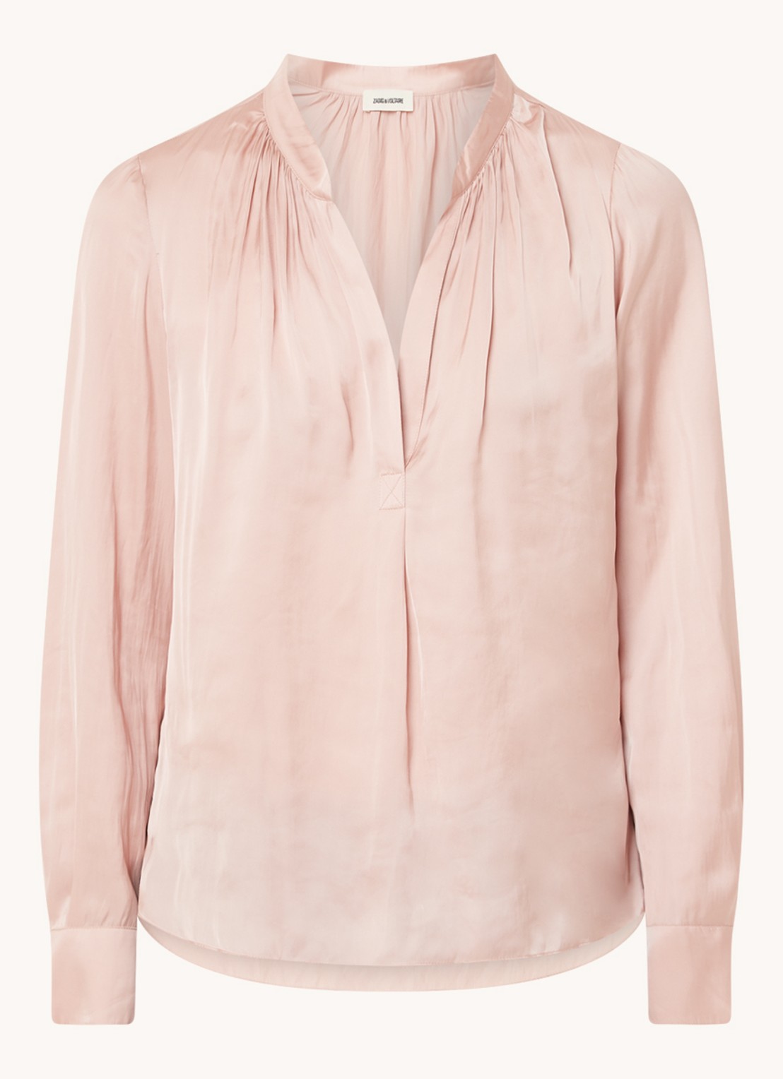 Zadig&Voltaire Tink tuniek van satijn met plooidetail - voorkant 2 zalmroze