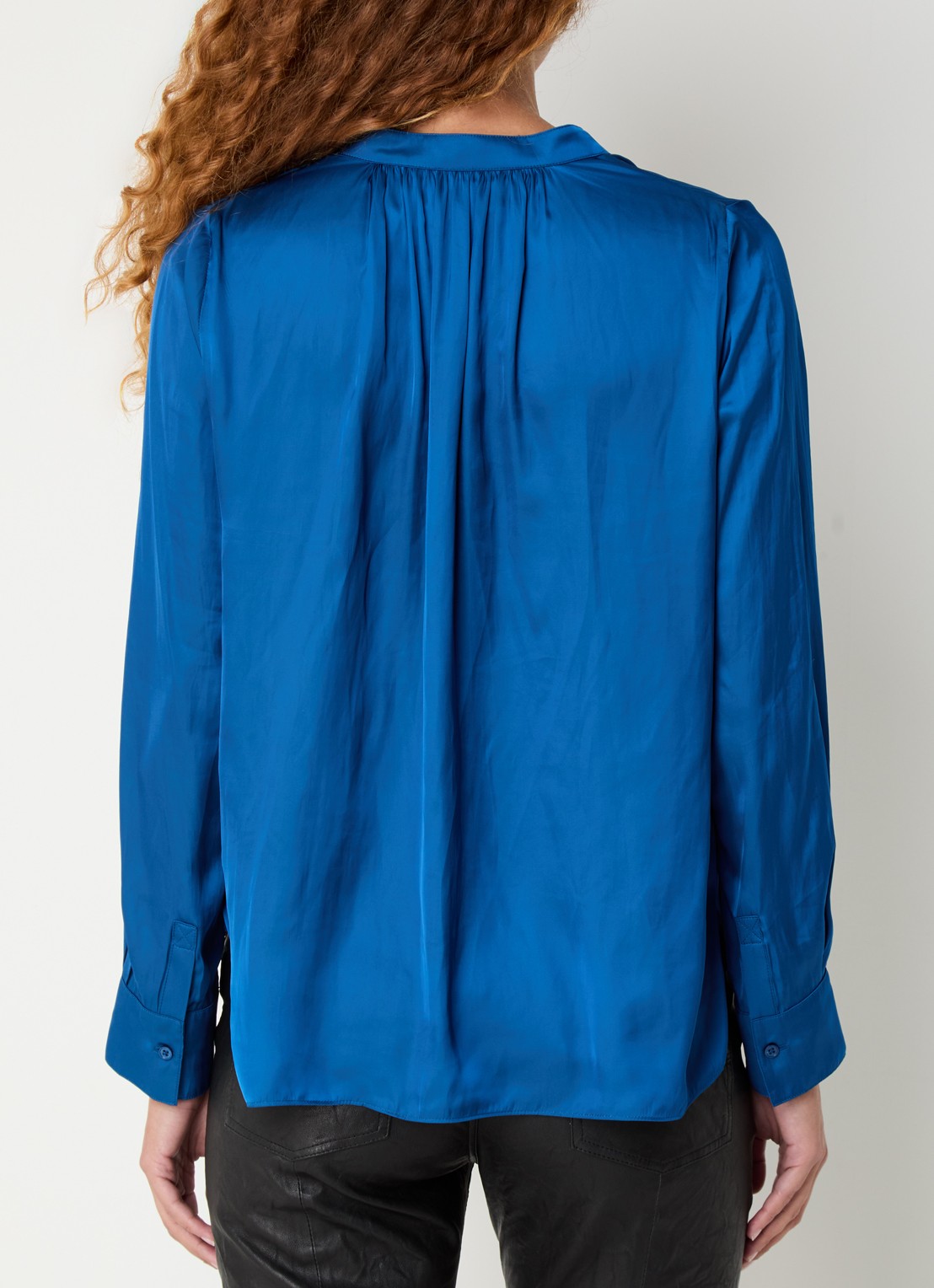 Zadig&Voltaire Tink tuniek van satijn met plooidetail - achterkant 3 blauw