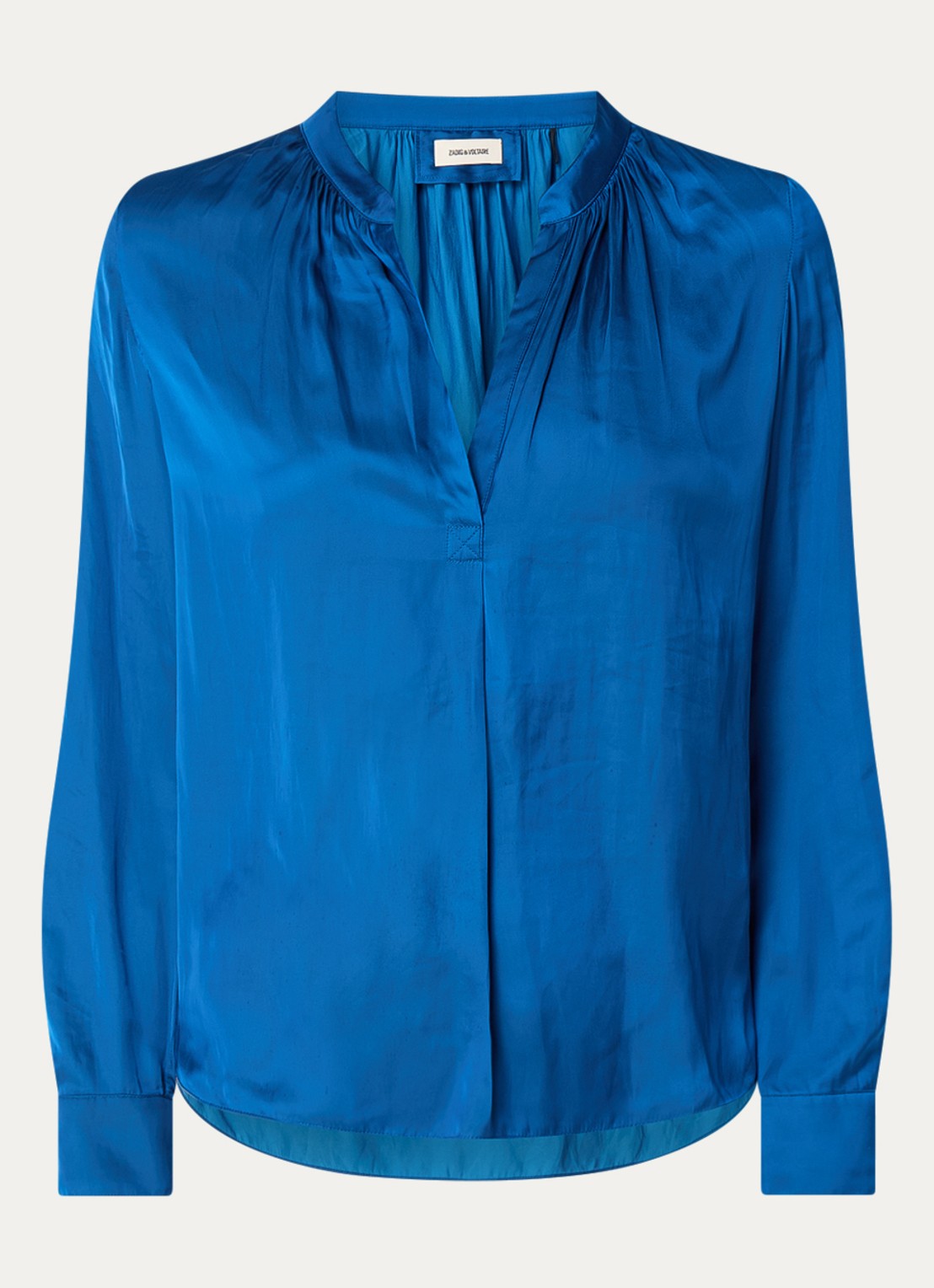 Zadig&Voltaire Tink tuniek van satijn met plooidetail - voorkant blauw