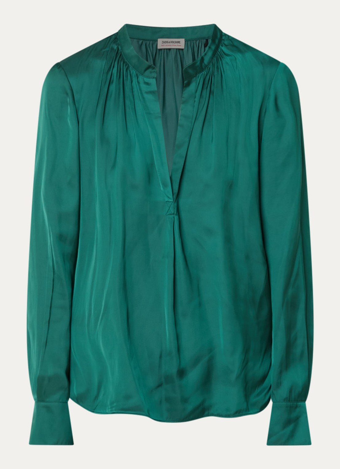 Zadig&Voltaire Tink tuniek van satijn met plooidetail - voorkant groen