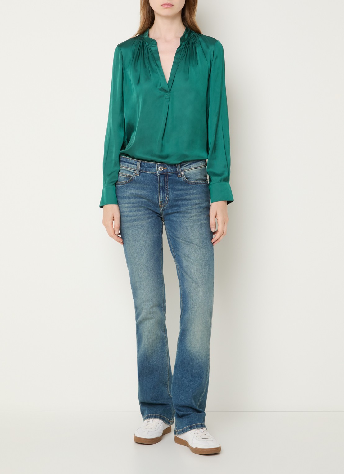 Zadig&Voltaire Tink tuniek van satijn met plooidetail - voorkant 2 groen