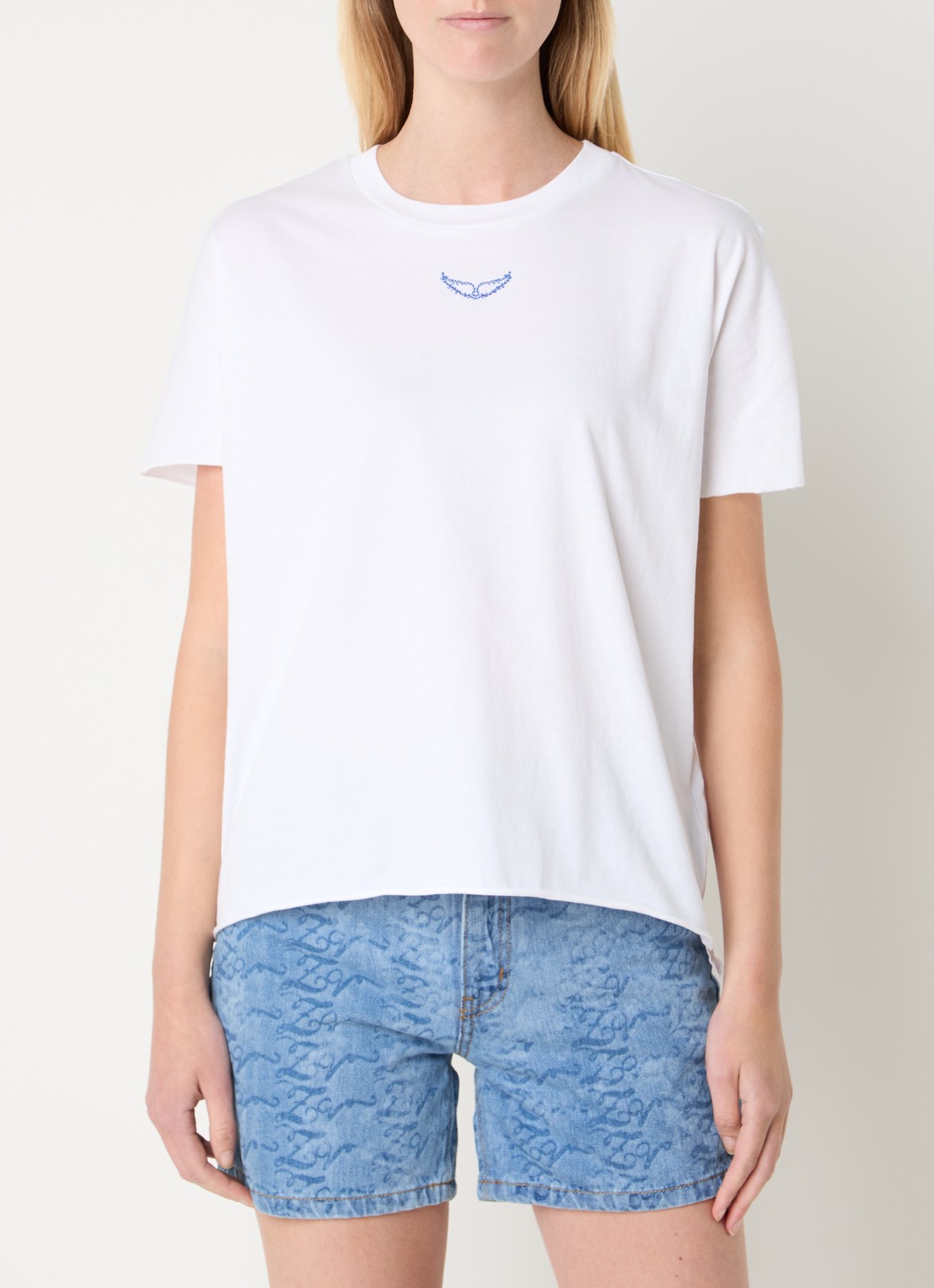 Zadig&Voltaire Tommer Once T-shirt met front- en backprint van strass - achterkant 4 wit