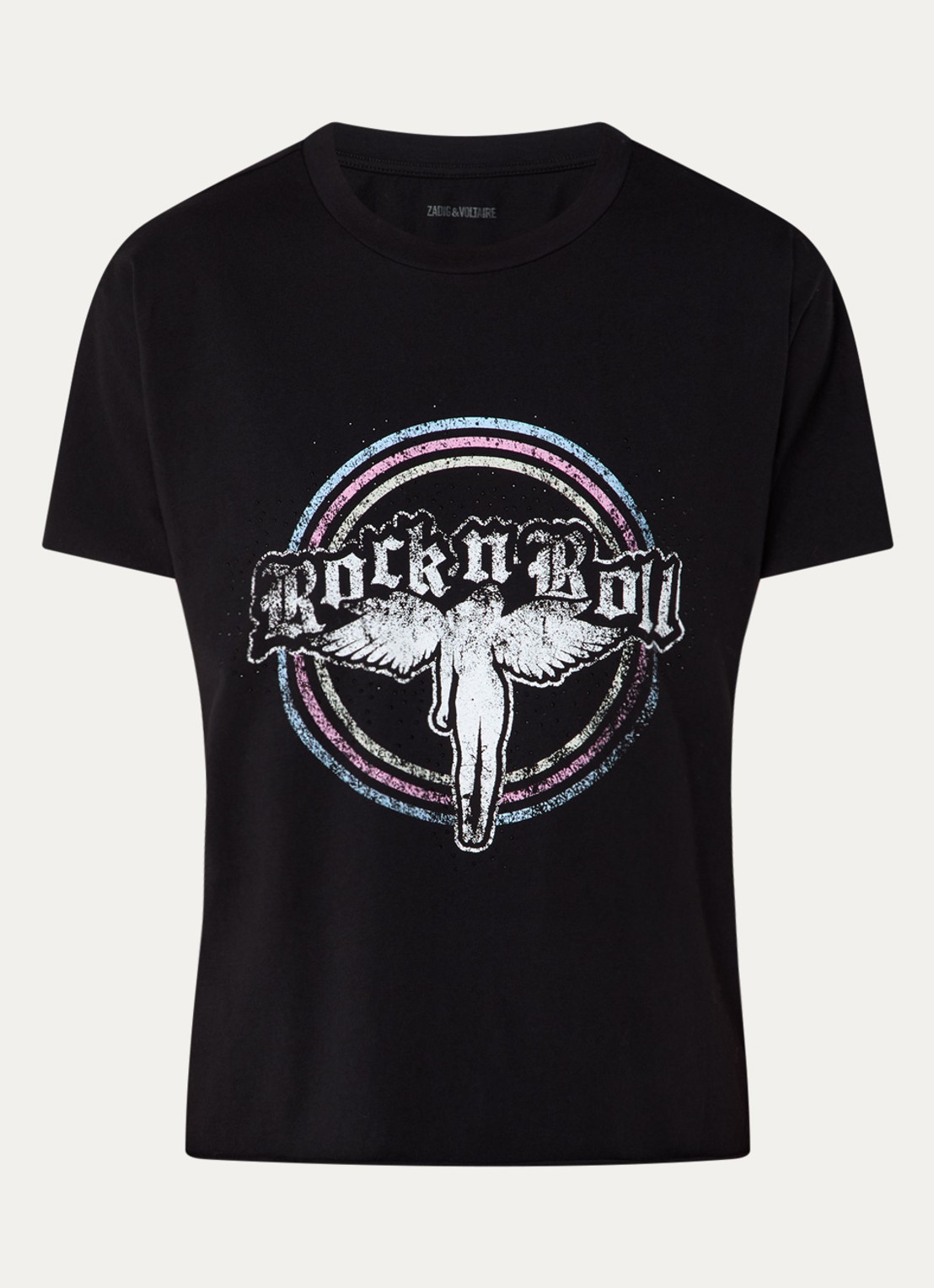 Zadig&Voltaire Tommer T-shirt met print en strass - voorkant zwart