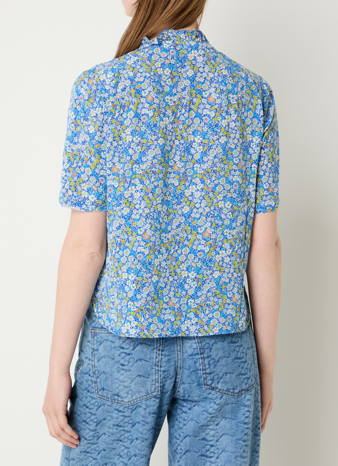 Zadig&Voltaire Topher tuniek met bloemenprint - achterkant 4 blauw